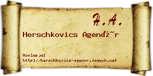 Herschkovics Agenór névjegykártya